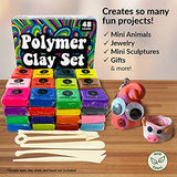 Oven Bake Polymer Clay Set 48 Colors Modeling Clay Sculpting and Starter Bake Clay Kit Baking and Colored Professional Molding Bulk Packs for Making HIPPIE CRAFTER