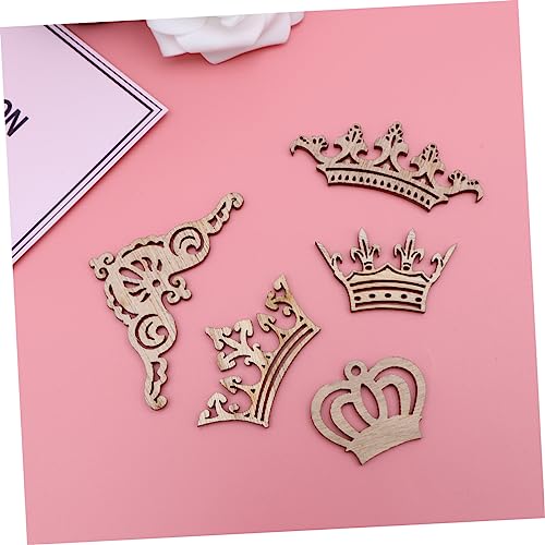 ABOOFAN 10 Pcs Natural Wood Slices Unfinished Natural Wood Slice Crown Pattern Slices Pendant Wooden Mix ABOOFAN