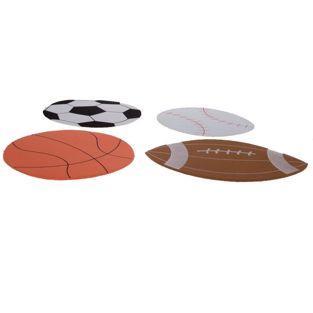 12 Foam Football, Baseball, Basketball, Soccer Ball Cutouts DIY Craft Shapes - WoodArtSupply