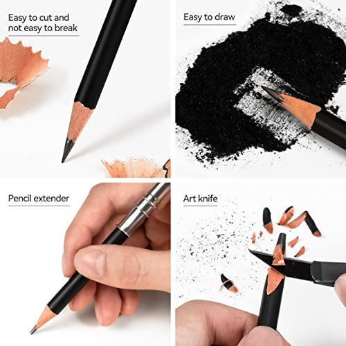 Heshengping, Sketching Pencil Set Drawing Pen Charcoal Sketch Kit Cover Graphite Pencils Charcoal Pencils Watercolor Pencils Paper Erasable Pen