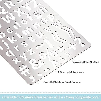 BENECREAT 4PCS 4x7 Inch Metal Engraving Stencils Letter Number Metal Stencils for Wood Carving, Drawings and Woodburning, Engraving and Scrapbooking Project