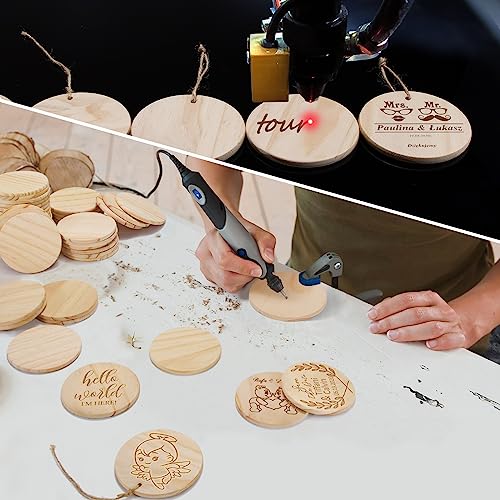 36Pcs Unfinished Wood Coasters-4" Unfinished Natural Wood Slices for Crafts Round with Non-Slip for Wedding Decoration/Blank Coasters Wood Kit DIY Yangbaga