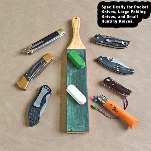 LAVODA Leather Strop for Knife Sharpening with Polishing Compound Paddle Strop Double-sided Strop Kit 14" x 2" Knife Stropping Block for Honing LAVODA