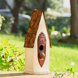 Glitzhome GH90103 Hanging Distressed Wooden Bird House Garden Decorative 13.25 Inch Tall, White glitzhome