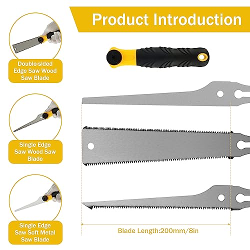 Japanese Hand Saw Sharp High Carbon Steel Pull Saw Ergonomic Non-slip Flush Cut Saw with 3 Saw blades Cutting Trimming Tool for Woodworking Pruning HOTBEST