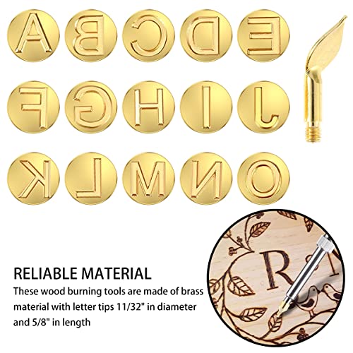 FUYGRCJ- 28Pcs Wood Burning Tip Copper Letters Wood Burning Tool Wood Burning Alphabet Template Branding and Personalization Tool for Embossing Carving Crafts DIY Hobby