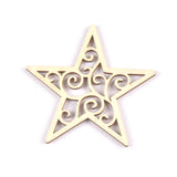 BUZHI 10 Pcs Wooden Moon Star Ornaments,Unfinished Moon Star Heart Shape Hollow Wooden Chips Wood Slices for DIY Eid Ornament Hanging Pendant BUZHI