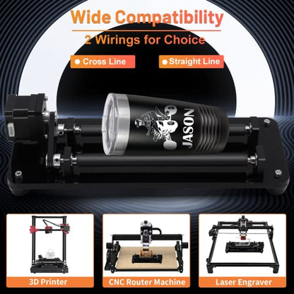Laser Rotary Roller, Laser Engraver Y-axis Rotary Roller Engraving Module for Cylindrical Objects, Compatible with Most Kinds of CNC Laser Cutter and