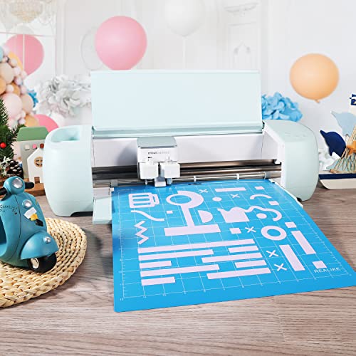 REALIKE LightGrip Cutting Mat for Cricut Maker 3/Maker/Explore 3/Air 2/Air/One, 2 Pack 12x12 Inch Blue Light Grip Adhesive Sticky Non-Slip Cut Mat REALIKE
