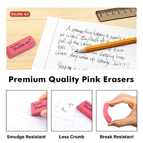 Shuttle Art #2 HB Golf Pencils and Erasers Bundle, Set of 900 Pack Bulk Golf Pencils + 120 Pack Pink Erasers Bulk - WoodArtSupply