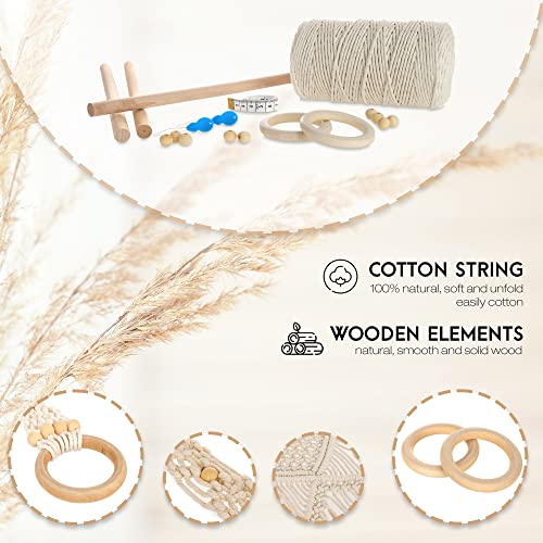 MIGO Creates Macrame Kits for Adults Beginners: DIY Macrame Kit with 220 Yards Macrame Cord and 58pcs Macrame Supplies. E-Book Tutorial for 5 Macrame - WoodArtSupply