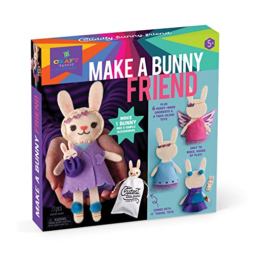 Craft-tastic – Make a Bunny Friend Craft Kit – Learn to Make 1 Easy-to-Sew Stuffie with Clothes & Accessories Craft-tastic