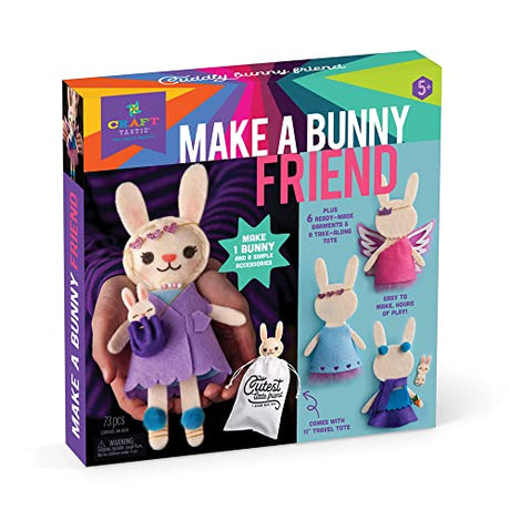 Craft-tastic – Make a Bunny Friend Craft Kit – Learn to Make 1 Easy-to-Sew Stuffie with Clothes & Accessories Craft-tastic