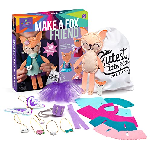 Craft-tastic – Make a Fox Friend Craft Kit – Learn to Make 1 Easy-to-Sew Stuffie with Clothes & Accessories Craft-tastic