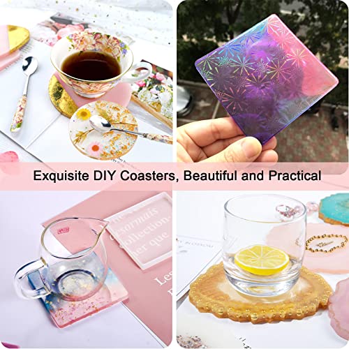 Resin molds, Silicone Kit for beginner, Silicone Molds for Epoxy Resin Casting, Including Sphere, Cube, Pyramid and 3pcs Coaster Moulds-Round,
