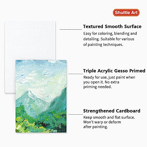 Shuttle Art Painting Canvas Panels, 36 Pack, 5x7, 8x10in (18 of Each), 100% Cotton, Primed White Canvas Boards for Painting, Blank Canvases for Kids, Shuttle Art