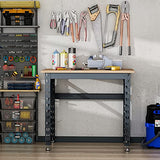 HOMCOM 45" Work Bench with Adjustable Footpads and Large Solid Wood Tabletop Tool Table for Garage, Weight Capacity 1100 lbs HOMCOM