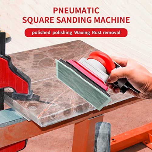 DATOUBOSS Pneumatic Palm Sander Square Air Random Orbital Sander for Car Waxing，Auto Body Work, Wood working Car Polisher Sets with Sanding Pad and DATOUBOSS