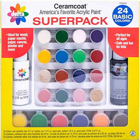 Delta Creative Basic Super Pack Paint Set, (24 Colors) Delta Creative