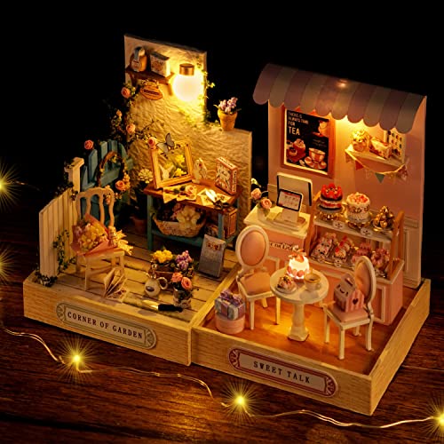 TuKIIE DIY Miniature Dollhouse Kit with Furniture, 1:24 Scale Creative Room Mini Wooden Christmas Doll House Plus Dust Proof for Kids Teens TuKIIE