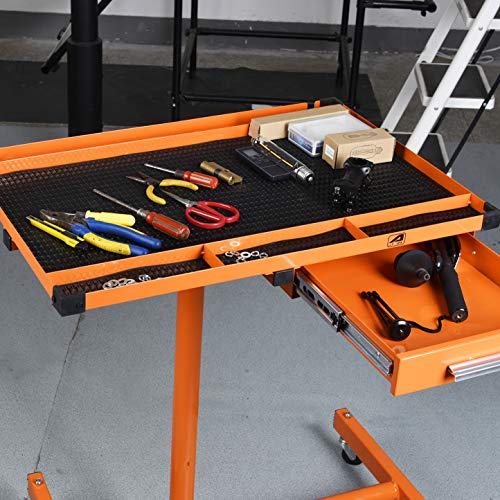 Eisen® ES8 Heavy Duty Adjustable Work Table with Drawers, Rolling Tool Tray with Wheels of 220lbs Capacity - WoodArtSupply