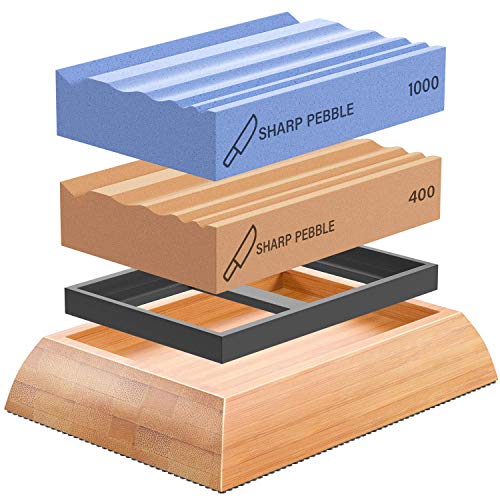 Sharp Pebble Sharpening Stones for Wood Carving Tools-Two Whetstones Grit 400 & 1000 Gouge Sharpener- Waterstone Sharpening System for Wood Carving Sharp Pebble
