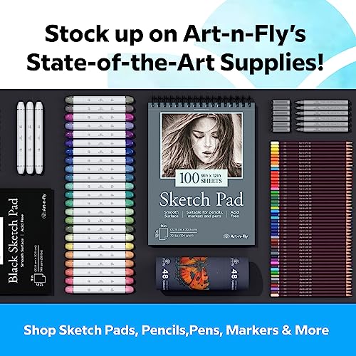 Art-n-Fly 5.5 x 8.5 in Watercolor Sketchpad Mini Book - 2 Pack x 35 Sheets Each- Spiral Bound and Microperforated - 300gsm / 140lb 8.5x5.5' Art-n-Fly
