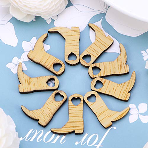 Supvox 50pcs Wooden Cowboy Boots Craft Miniature Wood Cutouts for DIY Crafts Embellishments Wedding Party Decoration - WoodArtSupply