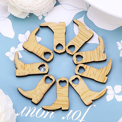 Supvox 50pcs Wooden Cowboy Boots Craft Miniature Wood Cutouts for DIY Crafts Embellishments Wedding Party Decoration - WoodArtSupply