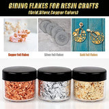 Mingjieus Gold Foil Flakes, 24 Color, Metallic Foil Flakes, Gilding Flakes, Gold Leaf Flakes, Gold Flakes for Resin, Nails, Painting, Crafts Mingjieus