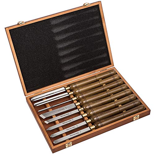 IMOTECHOM 8-Pieces HSS Wood Turning Tools Lathe Chisel Set with Wooden Box IMOTECHOM