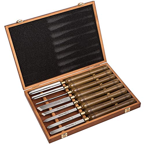 IMOTECHOM 8-Pieces HSS Wood Turning Tools Lathe Chisel Set with Wooden Box - WoodArtSupply