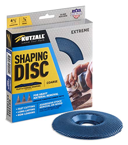 Kutzall Extreme Shaping Disc - Coarse, 4-1⁄2" (114.3mm) Diameter X 7⁄8" (22.2mm) Bore - Woodworking Angle Grinder Attachment for DeWalt, Bosch, - WoodArtSupply