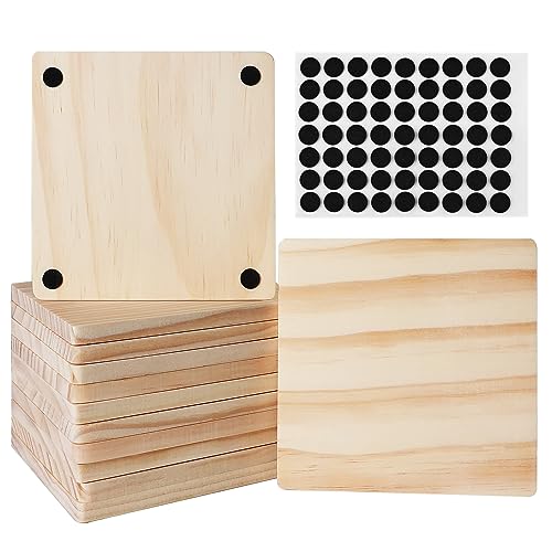 12 Pack Unfinished Wood Coasters, GOH DODD 5 Inch Wooden Coasters Crafts Blanks for DIY Drawing Painting Laser Engraving Wood Burning, Square - WoodArtSupply