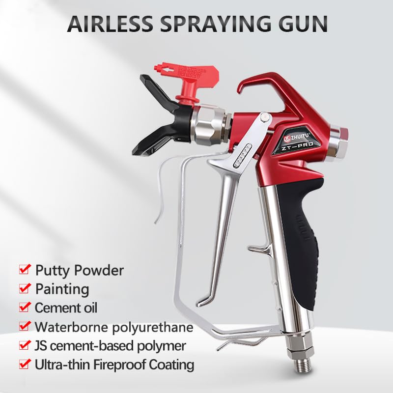 Airless Paint Spray Gun High Pressure 4000 PSI with Reversible 517 Nozzle Tip Guard Swivel Joint for Airless Paint Sprayers ZT-PRO ZHUITU