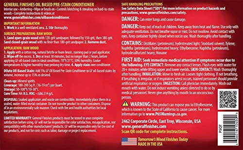 General Finishes Oil Based Pre-Stain Wood Conditioner, 1/2 Pint General Finishes