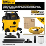 DEWALT 9 Gallon STEALTHSONIC Poly Wet/Dry Vacuum, DXV09P-QTA Newest Noise Reduction Vac, Heavy Duty Shop Vacuum for Jobsite/Workshop, Reduce Motor DEWALT