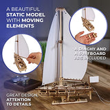 UGEARS Ocean Beaty Yacht 3D Wooden Puzzle - Wooden Mechanical Model Kit to Build - DIY Puzzle Boat with Paper Sails - Brain Teaser Building Set for UGEARS