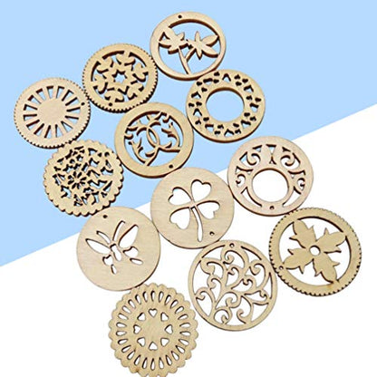 Healifty 20pcs Rustic Decor Wood Decor Scrapbook Embellishments Wooden Flower Craft Woodsy Decor Wooden Craft Supplies Wood Slices Wooden