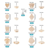 Fashewelry 32pcs Wood Stud Earring Findings White Ash Wood Earring Blanks with Loop Heart Teardrop Leaf Rectangle Trapezoid Pentagon Shape for Dangle FASHEWELRY