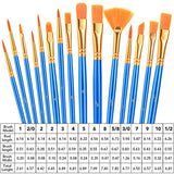 AROIC Acrylic Paint Brush Set, 240 pcs/ 16 PackNylon Hair Paint Brushes for All Purpose Oil Watercolor Face Body Rock Painting Artist, Small Paint AROIC