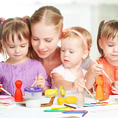 BESPORTBLE 5pcs Wood Peg Dolls Unfinished Wooden Family People Dolls DIY People Bodies Figures Puppet Ornaments for Painting Craft Art Projects Role BESPORTBLE