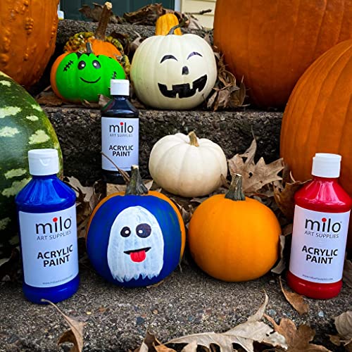 milo Acrylic Paint Set of 6 Colors | 4 oz Bottles | Student Primary Colors Acrylics Painting Pack | Made in the USA | Non-Toxic Art & Craft Paints milo