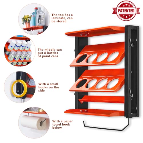 Ultrawall Spray Can Holder Rack With Paper Towel Holder, Steel Wall Mounted Spray Paint Can Rack, Garage Wall Mount Shelf, Utility Storage Rack, Tool Ultrawall
