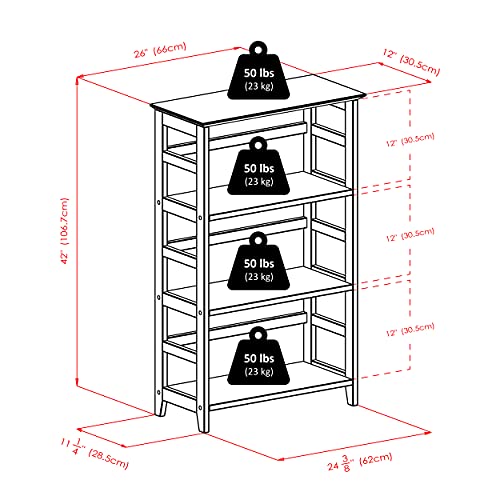 Winsome Wood Four-Tier Bookshelf in Honey Finish - WoodArtSupply