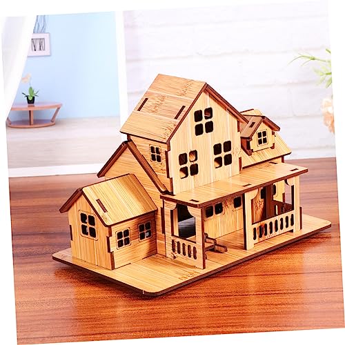 Vaguelly 2pcs DIY Wooden Ornament Mini House DIY Unfinished Wood Toy House DIY Woodcraft Construction Puzzle Craft Wood Wooden DIY House Model DIY Vaguelly