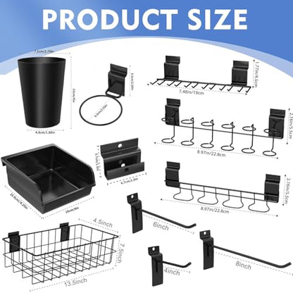 22 Pieces Slatwall Accessories Organizer Kit with Slatwall Hooks, Slatwall Bins, Slatwall Cups, Slatwall Basket, Slatwall Screwdriver Holders for - WoodArtSupply