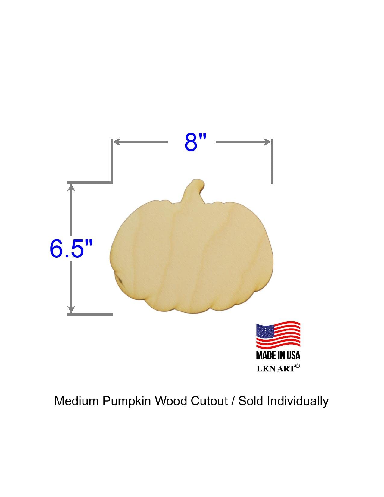 Unfinished Pumpkin Wood Cutout Available in a Variety of Sizes and Thicknesses (1/4" Thickness, Medium 8" x 6.5" (Sold Individually)) - WoodArtSupply