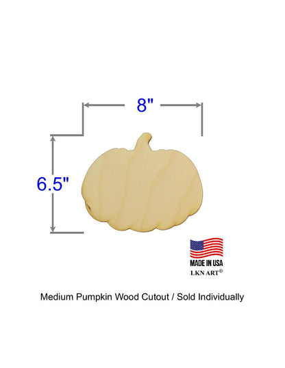 Unfinished Pumpkin Wood Cutout Available in a Variety of Sizes and Thicknesses (1/4" Thickness, Medium 8" x 6.5" (Sold Individually)) - WoodArtSupply