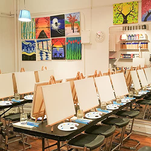 Easel & Canvas Sets 52 Pcs Painting Supplies(4 PCS Easels+4 PCS Canvases+ 40 PCS Brushes+4 PCS Palettes)16 Inch Tabletop Easel Wooden Art Easel for ZaHi